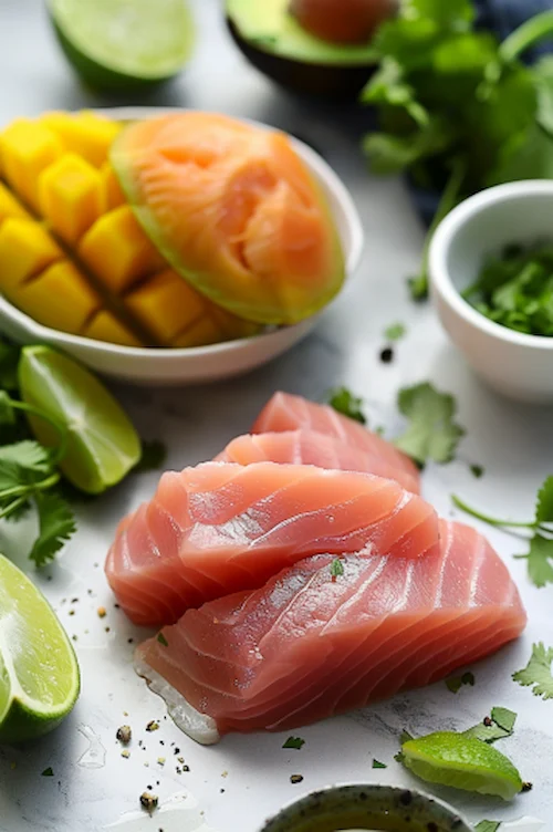 ingredientes Tartar de atún con aguacate y mango